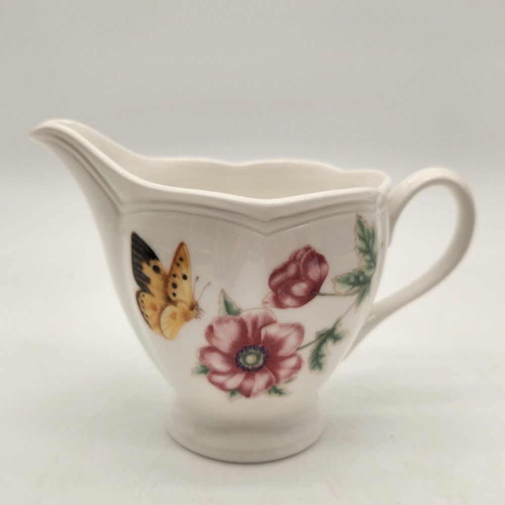 Lenox Butterfly Meadow Creamer Porcelain Louise Le Luyer Floral Butterfly White